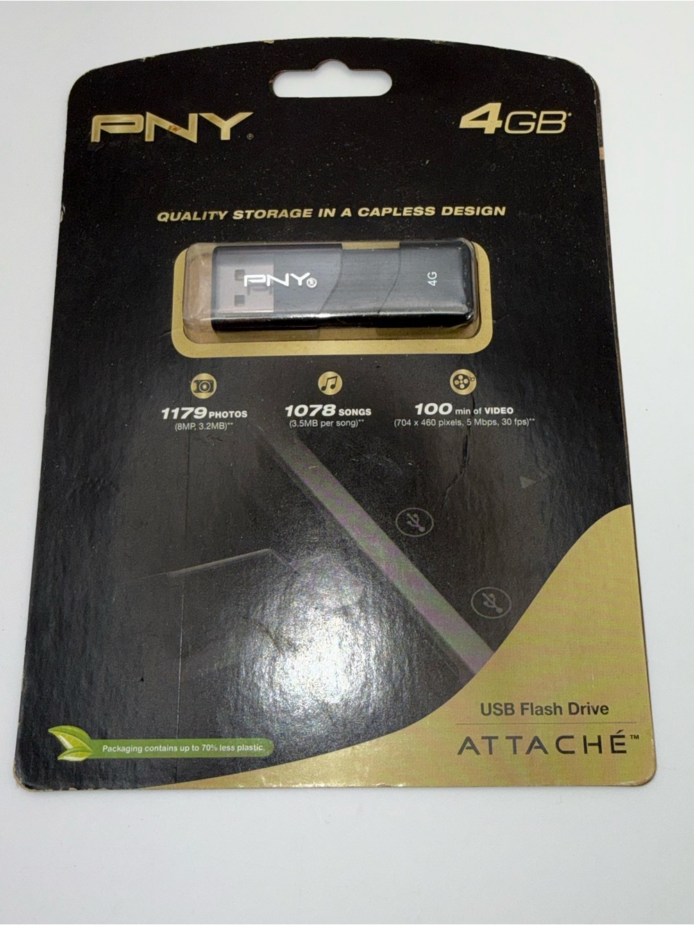 PNY 4GB USB Flash Drive Backing - Black and White Packaging